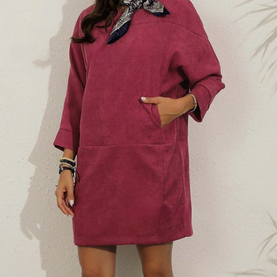 Damen Lässiges Warmes Winter Kleid | Midi