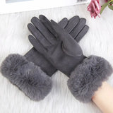 Winterhandschuhe mit Kunstfell – Grau