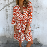 Damen Kleid Mit V Ausschnitt Und Lockerer Passform – Orange