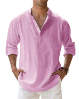 Herren Langarm Baumwollhemd – Rosa