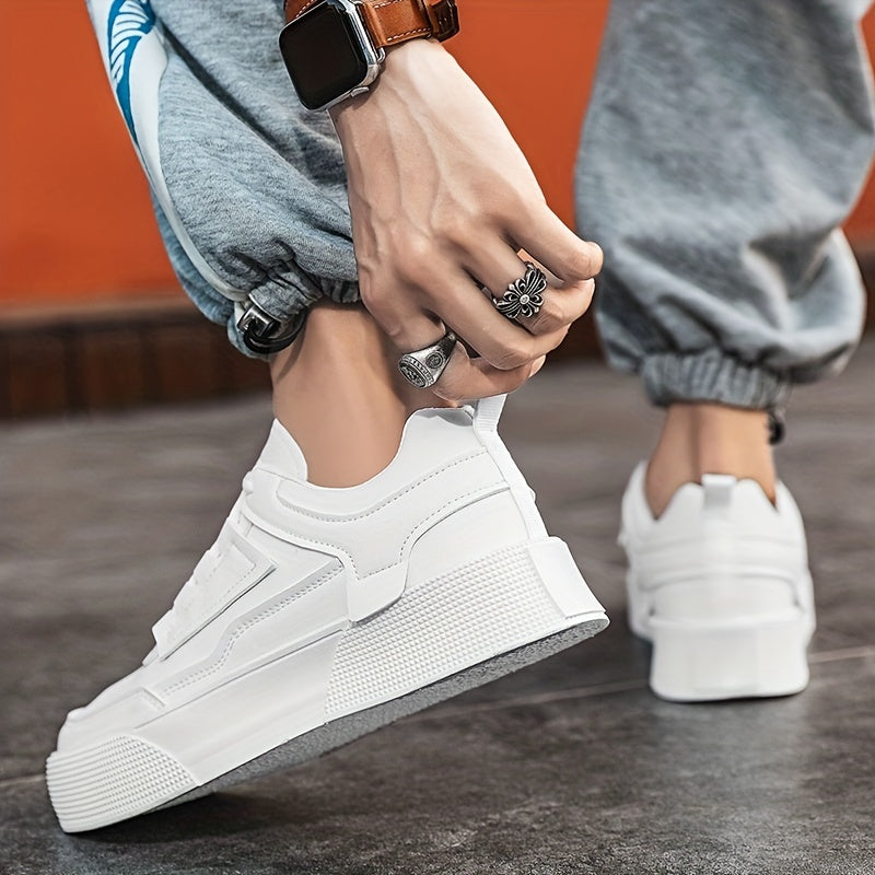 Herren Stilvolle Weiße Laufschuhe mit Hoher Sohle | Ideal für das tägliche Tragen