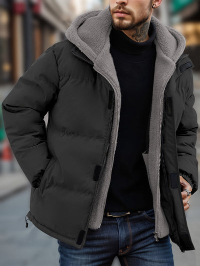 Lässige Color-Block Fleece Fake Zwei-Teiler Winterjacke für Herren | Ideal für den Winter