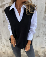 Emma | Elegant und Klassisch Damen Strickweste für Jeden Anlass – Schwarz