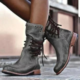 Penelope | Western-inspirierte Schnürstiefeletten mit Nieten – Grau