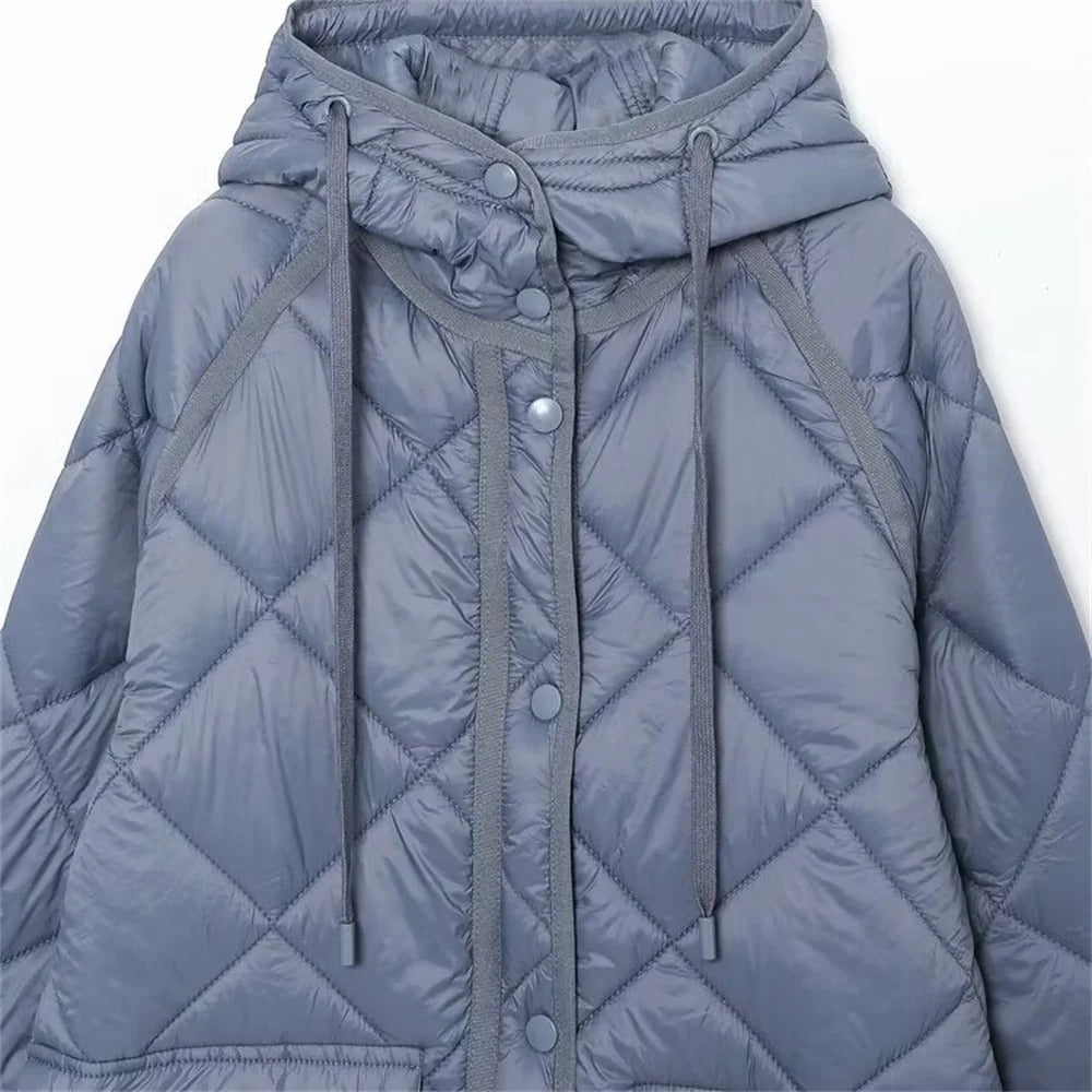 Daniela® | Lange Steppjacke mit Kapuze