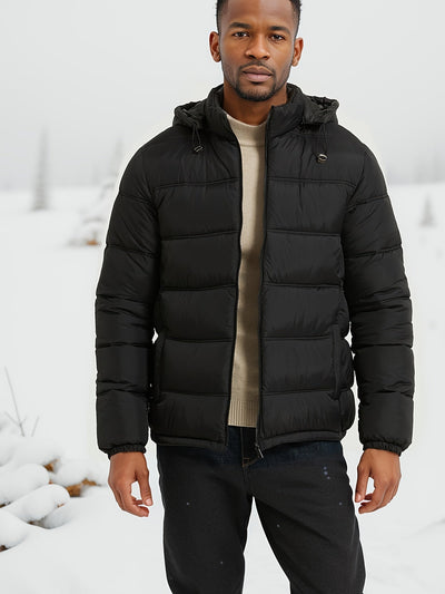 Stilvolle glatte einfarbige Puffer-Winterjacke für Herren | Ideal für den Winter