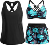 Désirée | Dreiteiliges Damen-Tankini mit Palmenprint – Stil 2