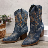 Ealasaid | Damen Westernstiefel für breite Waden mit Stickerei – Blau