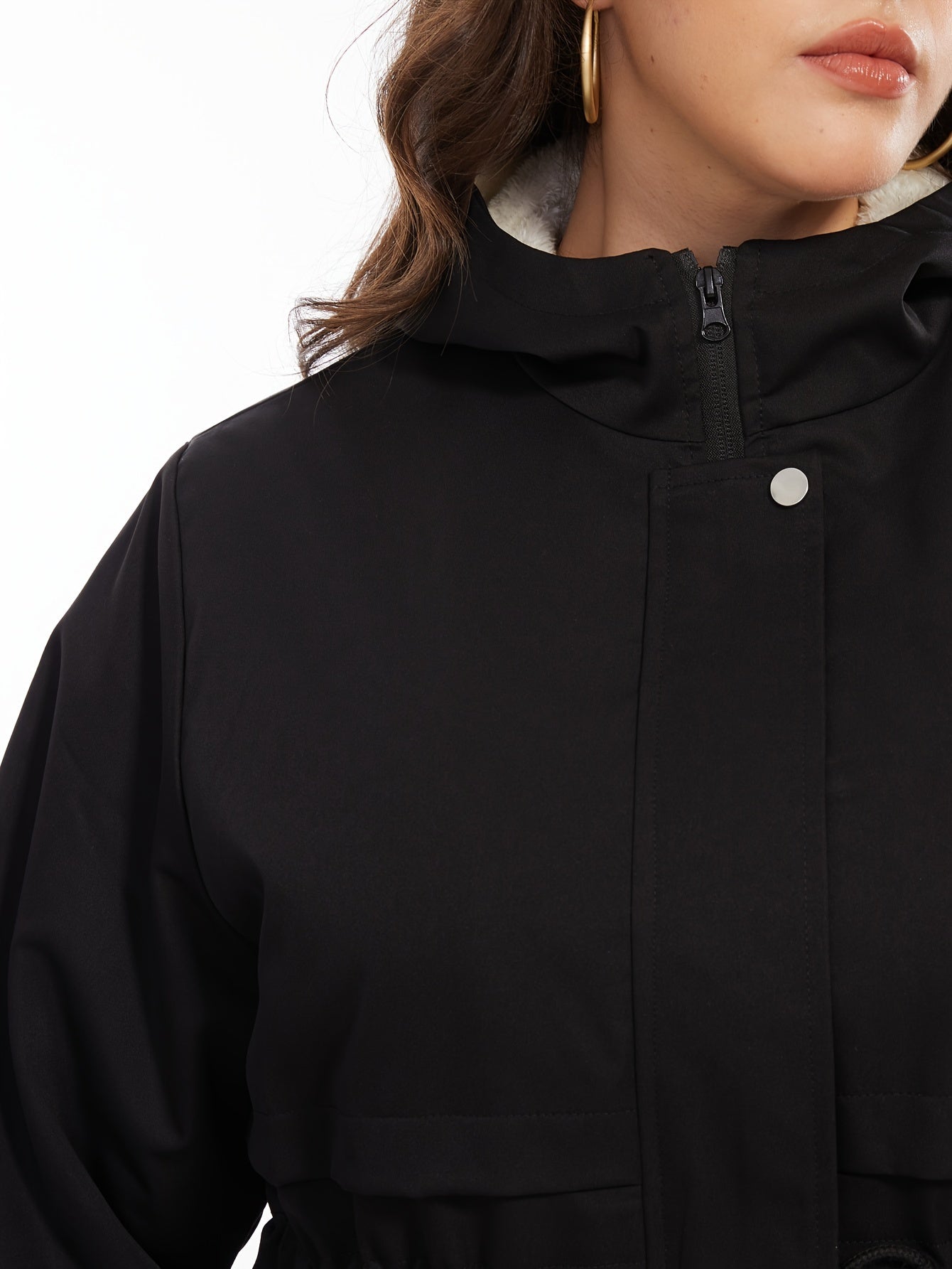 Outdoor Polyester Parka Wintermantel mit Fleece-Fütterung, Kapuze und Kordelzug für Damen | Ideal für den Winter