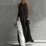 Zarella - Soft-Touch-Farbblock-Maxikleid – Schwarz