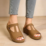 Luave | Modische Damen-Sandalen aus echtem Leder – Braun