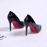 Damen Glänzende Leder High Heel Stilettos – Elegante Abend-Pumps – Schwarz 10 cm