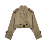 Karla | Damen Schicker kurzer Trenchcoat mit Gürtel – Beige