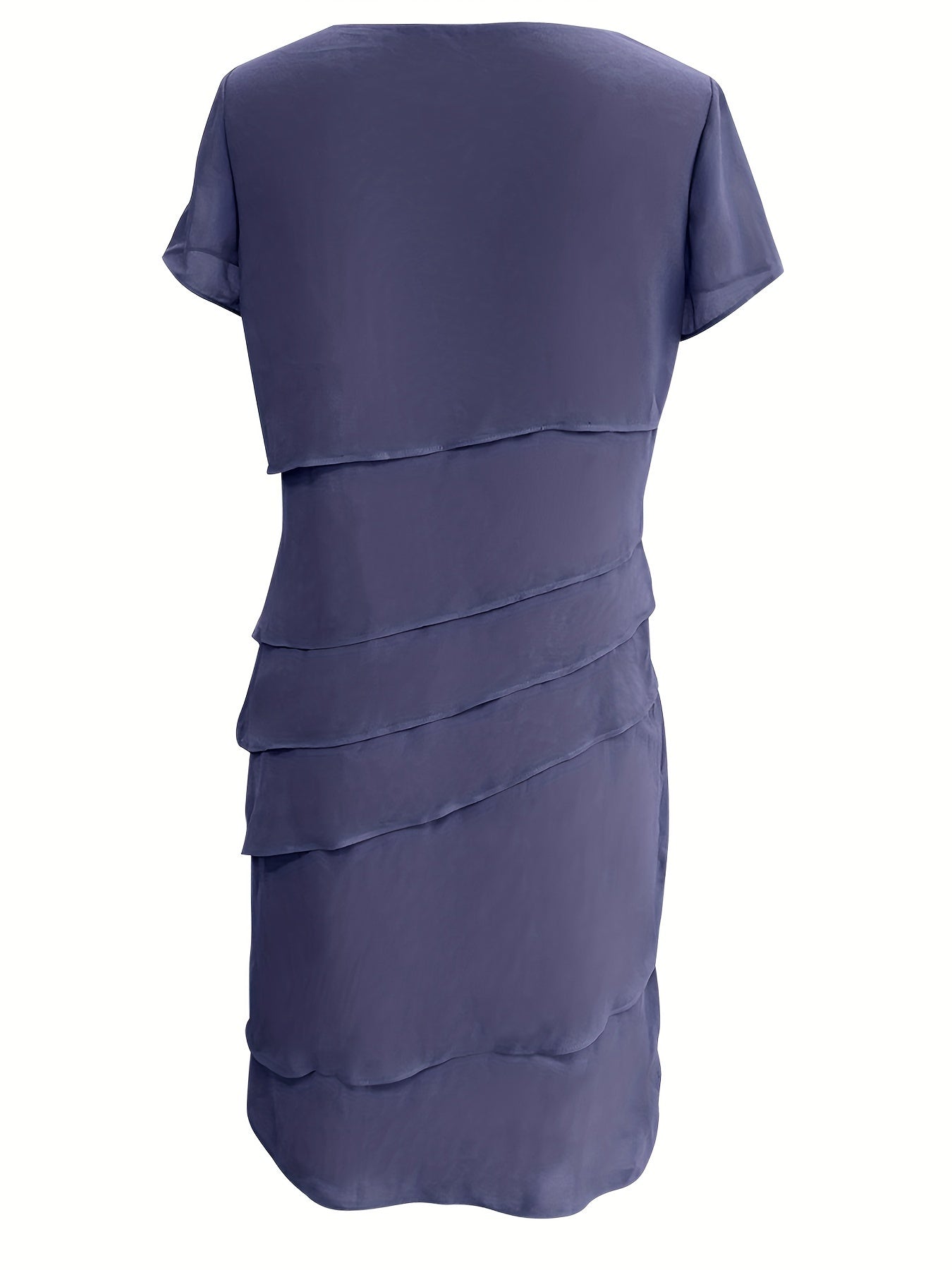 Stilvolles Kleid mit Schichtverzierungen, Rundhalsausschnitt und kurzen Ärmeln für Damen | Ideal für den Sommer