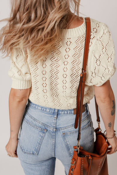 Ina® | Damen Pullover mit Hohlrundausschnitt und halben Ärmeln