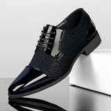 Herren Lackleder Oxford Schuhe Mit Punktmuster – Elegante Business Schuhe – Marine blau