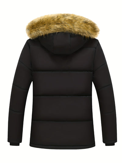 Lässiger Kapuzen-Polyester Wintermantel mit Fleecefutter für Herren | Ideal für den Winter