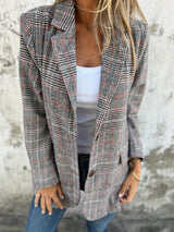 CASUAL / LÄSSIGE KARIERTE JACKE MIT REVERS – Braun