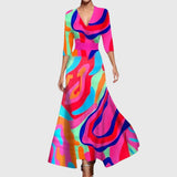 Damen-Maxikleid mit Schlitz – Mehrfarbig