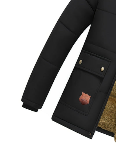 Lässiger Kapuzen-Polyester Wintermantel mit Fleecefutter für Herren | Ideal für den Winter