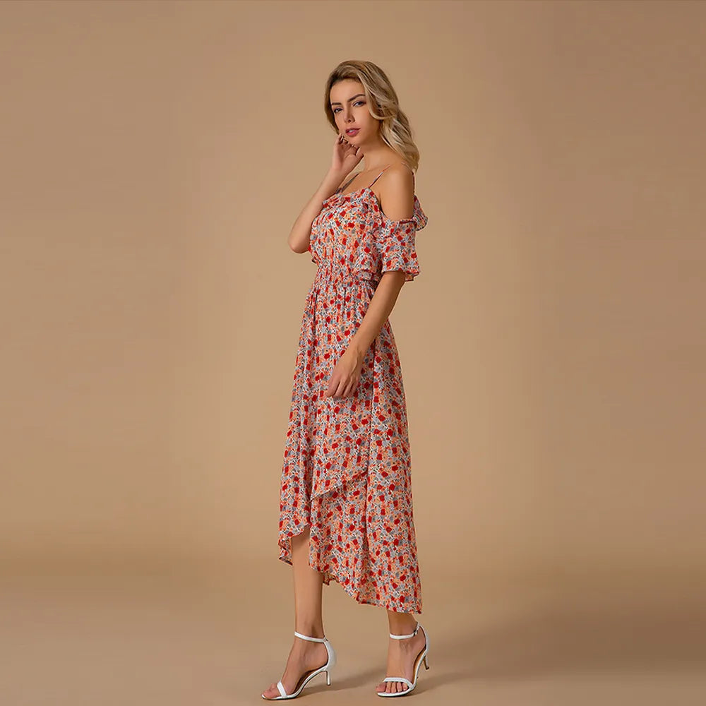 Carla - Frisches geblümtes Midikleid für den Sommer