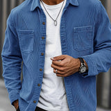Bryce | Herren Langarm-Overshirt mit Taschen und Knöpfen – Blau