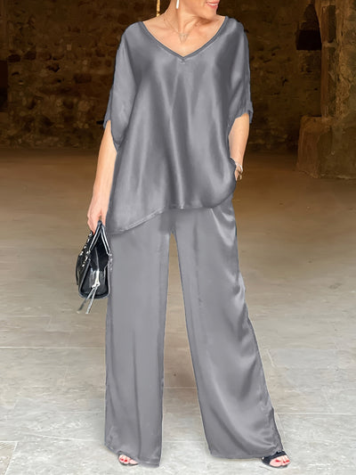 Ashlee - Elegantes Zweiteiliges Satz Mit Kurzen Ärmeln