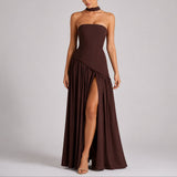 Emma | Elegantes Herbst-Hochzeits Maxikleid – Braun