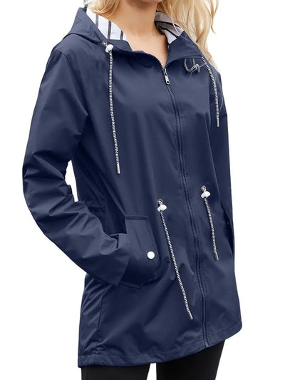 Stylische Wasserdichte Regenjacke mit Kapuze und Taschen für Damen | Ideal für den Winter