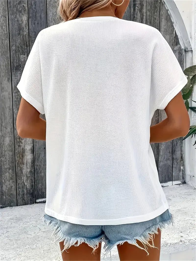 Marylou - Lässiges Rundhals Oberteil Mit Kurzen Ärmeln