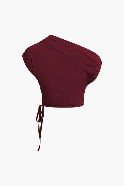 Melody | Asymmetrisches Zweiteiler-Set mit One-Shoulder Crop-Top & Maxi-Rock