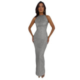 Laura | Stilvolles Abendkleid Damen lang & mit Pailletten – Grau
