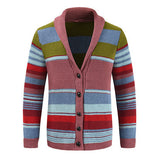 James | Herren gestreifter Cardigan mit Knöpfen – Pink
