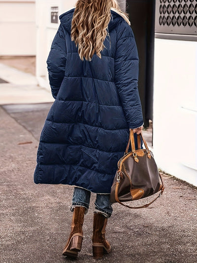 Elegante Lange Fleece Stepp Winterjacke für Damen | Ideal für den Winter