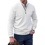 Owen | Eleganter Herren Strickpullover Mit Quarter-Zip – Weiß