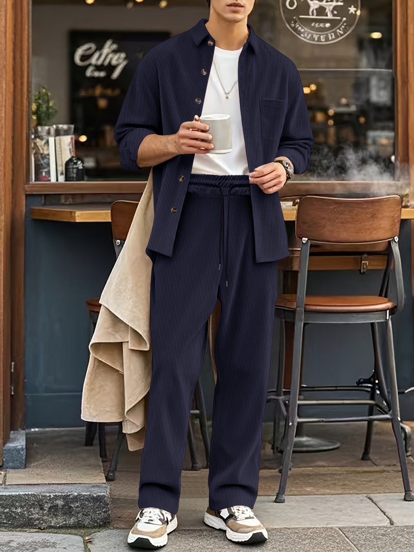 Lässiger Sportlicher Reißverschluss Trainingsanzug mit Jacke und Hose für Herren | Perfekt für Outdoor-Aktivitäten