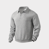 Alexander | Herren Pullover mit halbem Reißverschluss Freizeitshirt – Grau