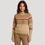 Britta | Damen Frühlingsgemusterter Rollkragen-Strickpullover – Beige