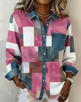 Paula | Damen Shirt modern & farbig mit stilvollem Kragen – Rosa