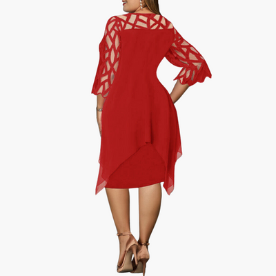 Leichtes Damen Abendkleid - mit ausgeschnittenen Ärmeln Midikleid