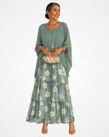 Sylvia - Fließendes Soft-Touch-Maxikleid – Verblasstes Grün