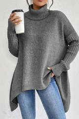 Bridgette | Langer Rollkragenpullover – Grau