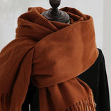 Designer-Schal mit Quasten | Warmer und weicher Kaschmir – Braun