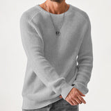 Isric - Strukturierter Strickpullover mit Rundhalsausschnitt – Hellgrau