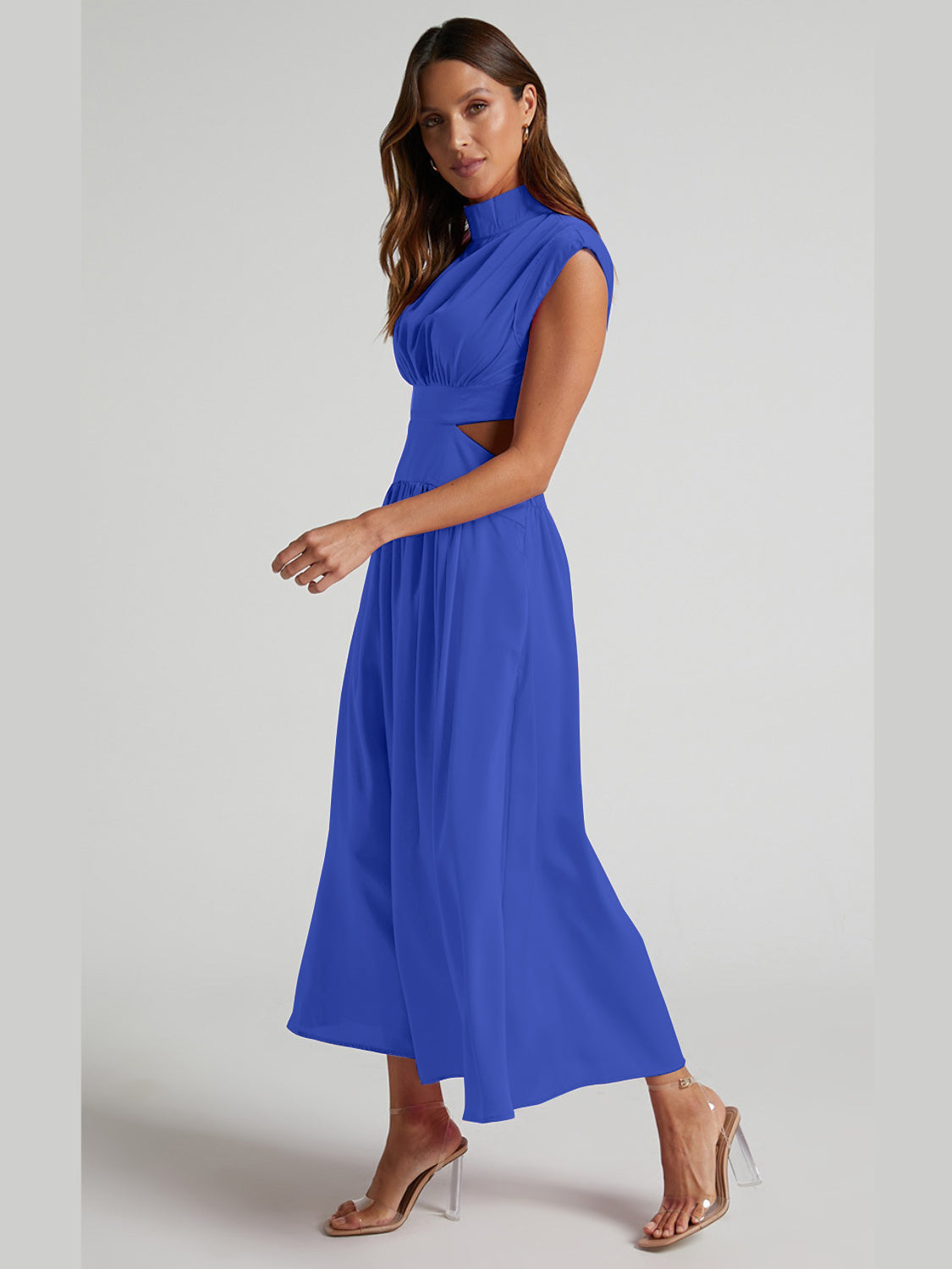 Gersinde - Elegantes Ärmelloses Kleid mit Cutout und Stehkragen für Damen
