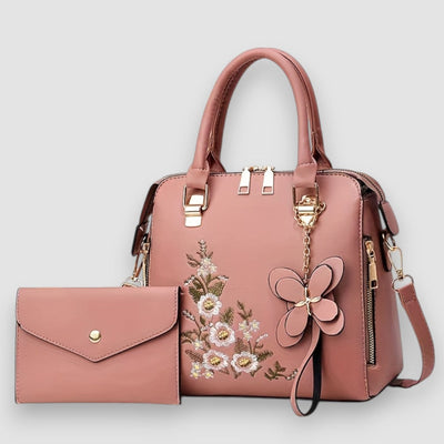 Brigin | Blume bestickte Lederhandtasche