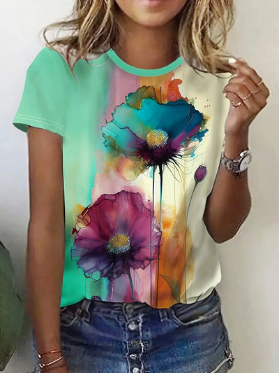 Fabienne - T-Shirt mit Blumendruck und kurzen Ärmeln