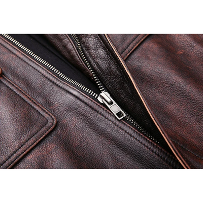 Elegante Herren-Echtlederjacke mit Reißverschluss und Knöpfen