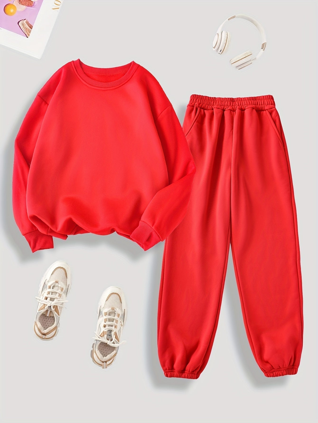 Kuschelig-warmes Damen-Loungewear-Set mit Plüschfutter für Herbst und Winter