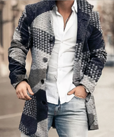 Theron - Zeitloser Trenchcoat – Blau/Grau